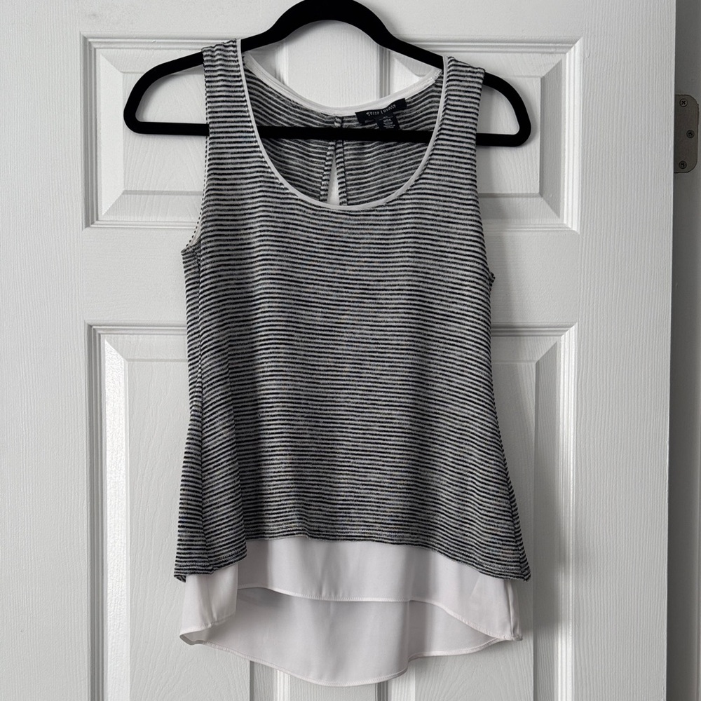 White House Black Market Striped Tank Top - Black and White